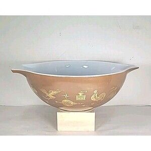VImintag PYREX 444 Early American Cinderella Mixing Nesting Bowl 4 Qt Brown Gold